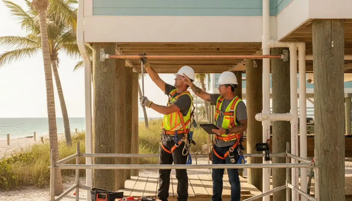 Bradenton, FL plumber repairing a pipe for plumbing service at a local home