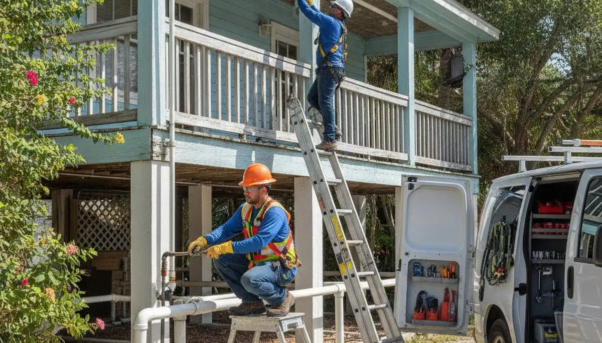 Plumber repairing a pipe in Bradenton, FL for residential plumbing service