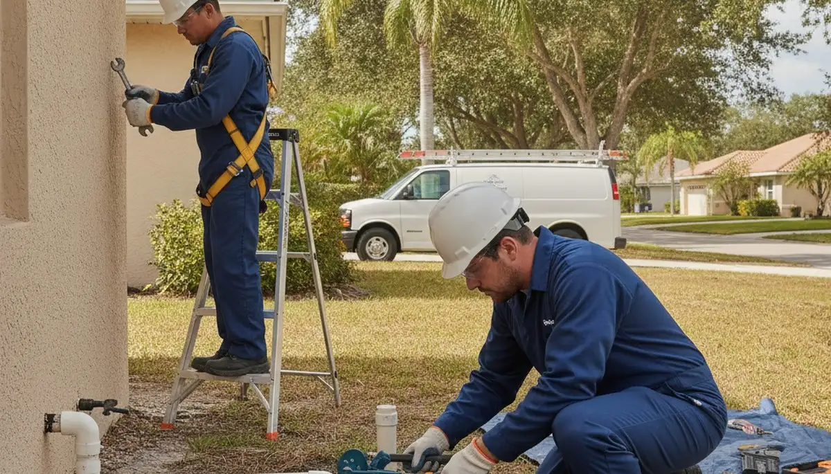 Bradenton, FL plumber repairing a plumbing leak for residential service