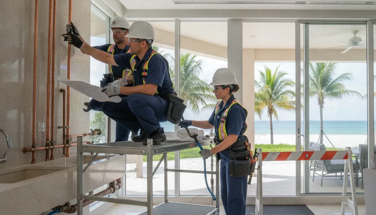 Bradenton, FL plumbing repair technician servicing a residential plumbing system