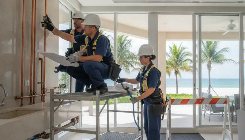 Bradenton, FL plumbing repair technician servicing a residential plumbing system