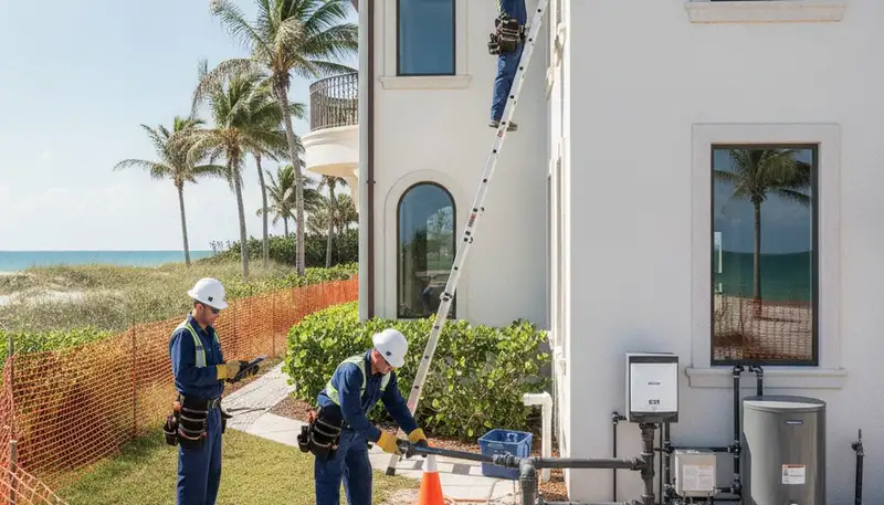 Bradenton, FL plumber repairing a residential pipe leak for a local plumbing service