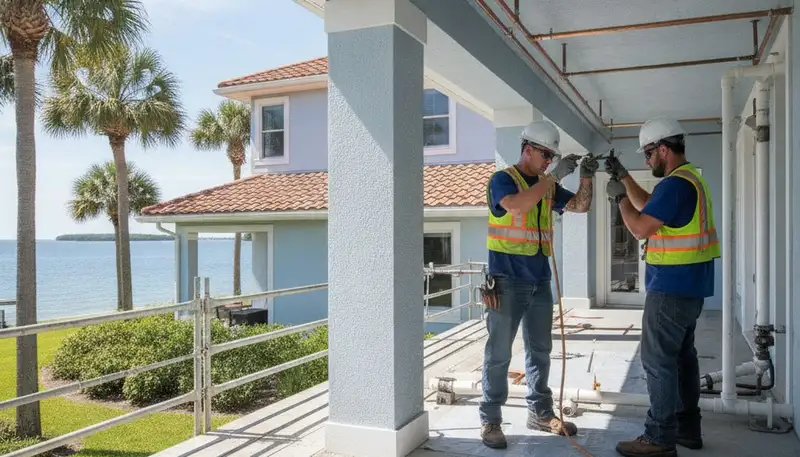 Bradenton, FL plumber repairing a leaking pipe for a plumbing service call