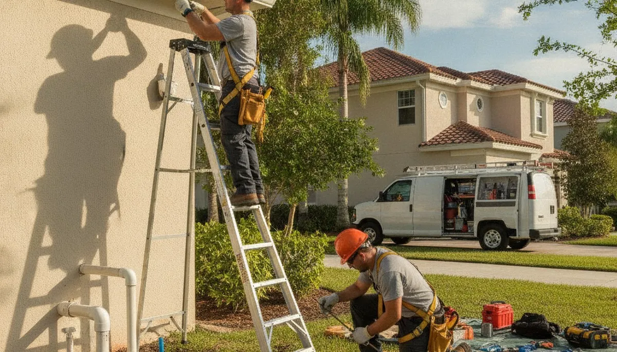 Bradenton, FL plumber repairing a pipe for a local plumbing service