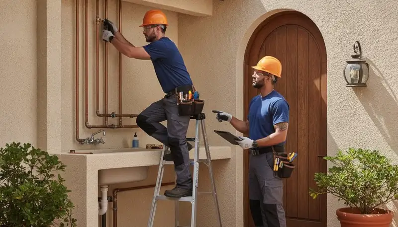 Bradenton, FL plumbing repair technician servicing a residential leak