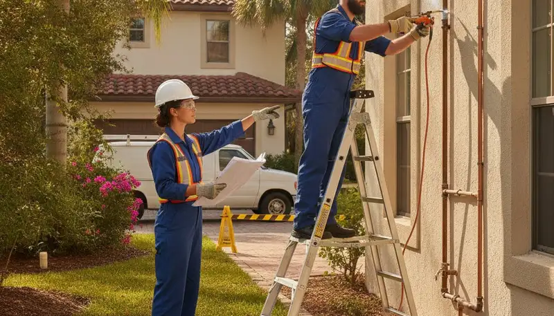Bradenton, FL plumber repairing a residential pipe for plumbing service