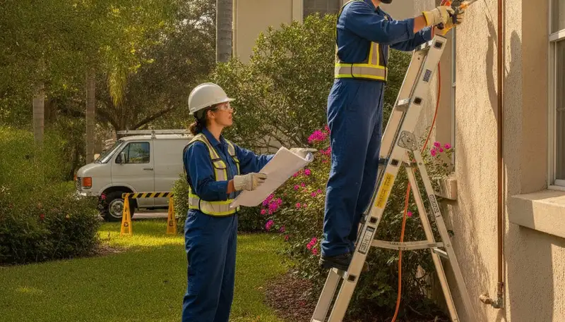 Bradenton, FL plumber repairing a residential pipe for fast plumbing service