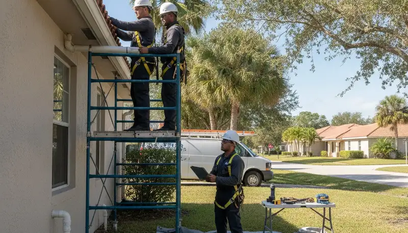 Bradenton, FL plumber inspecting plumbing repairs for a local home service call