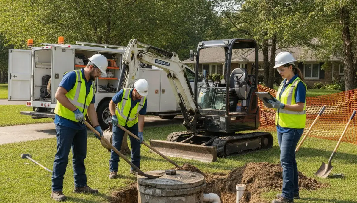 Septic repair technician servicing a Bradenton, FL home drain field for On Call Plumbers