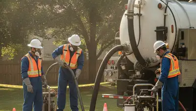 Bradenton, FL plumber cleaning a septic tank for local home plumbing maintenance