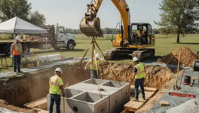 Bradenton, FL plumbers installing a septic tank for a home service project