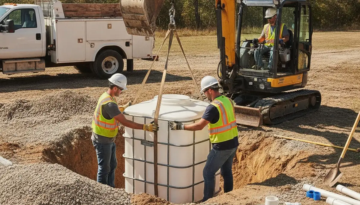Bradenton, FL plumber installing septic tank system for local home service