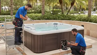 Bradenton, FL plumber repairing home spa for reliable plumbing service