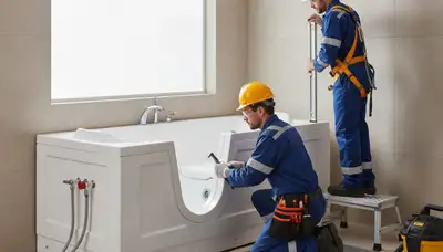 Bradenton, FL plumbers installing a walk-in tub for safer, accessible home bathing