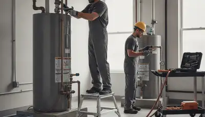 Bradenton, FL plumber repairing a water heater for a home service call